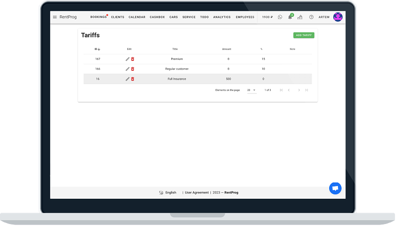 Tarife im RentProg-System